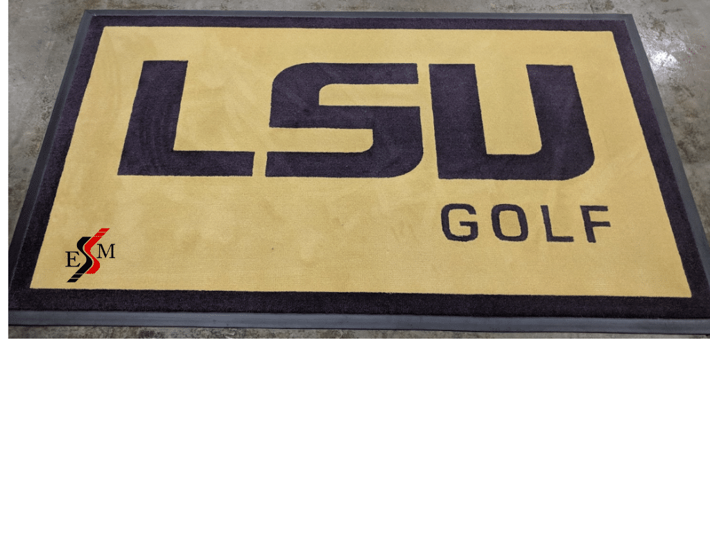 mats with logo for LSU golf team
