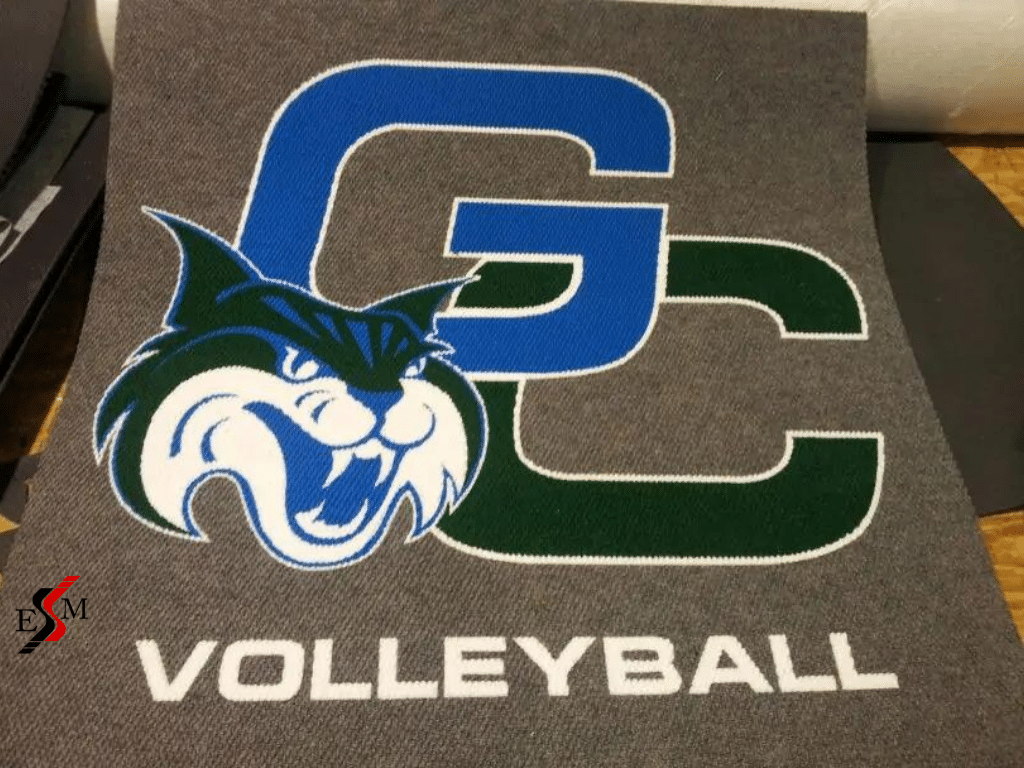 customizable floor mat for GC volleyball with team logo
