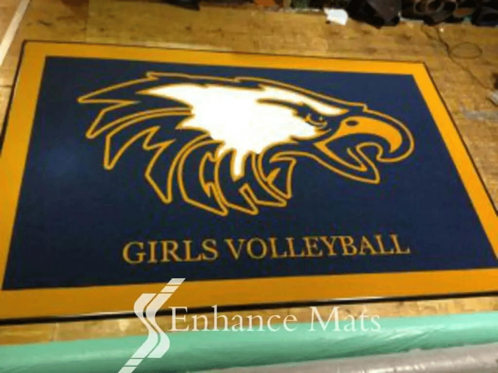 personalized logo mat with team mascot for girls volleyball
