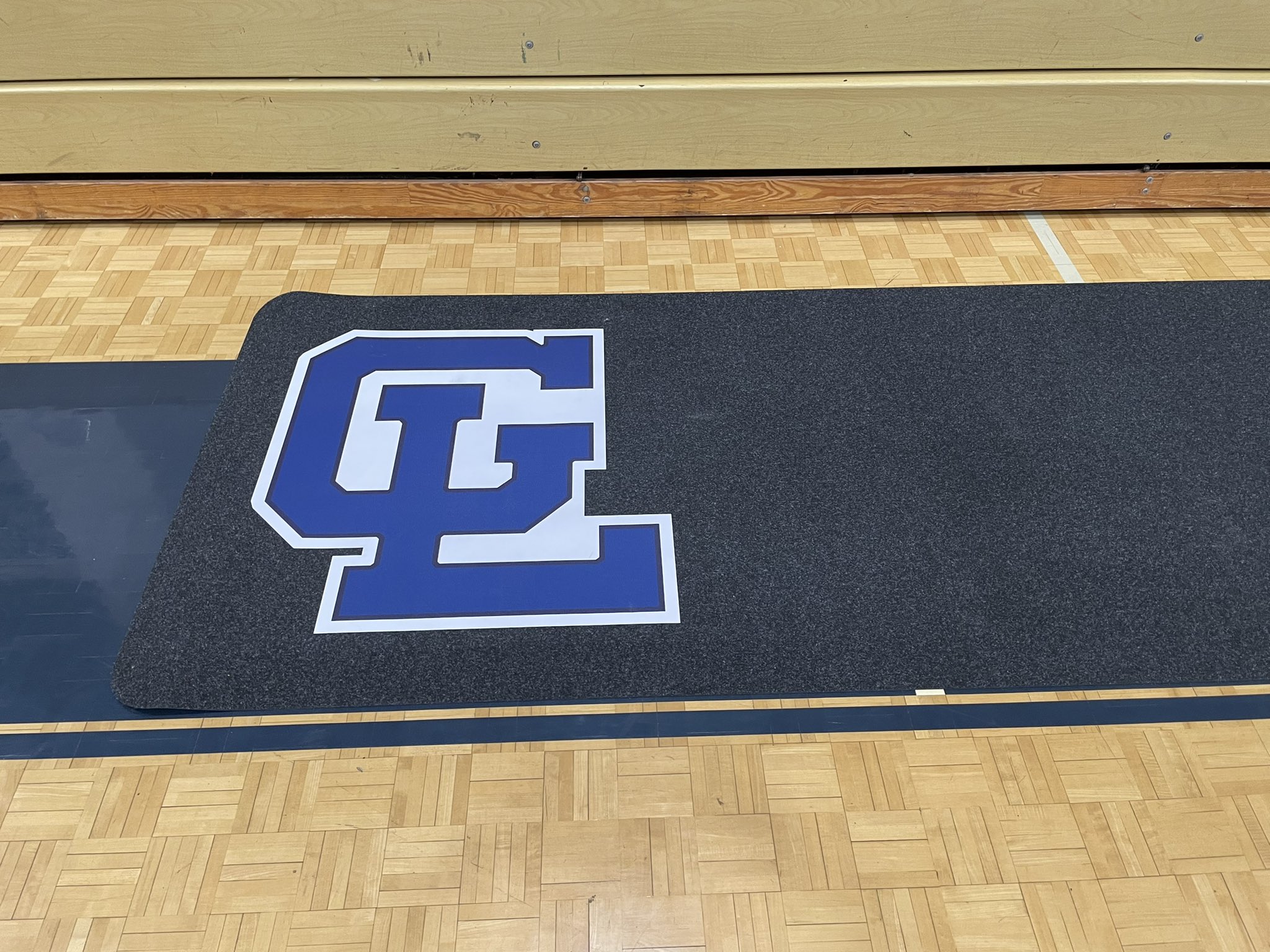 runner mats courtside with custom logo for GLMS with brilliant logos