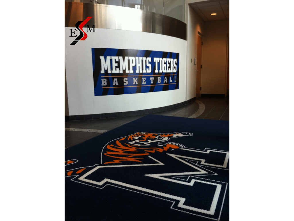 basketball carpet with logo for Memphis Tiger Basketball