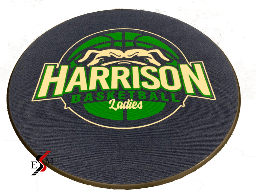 Custom mat with logo for Harrison Ladies Basketball