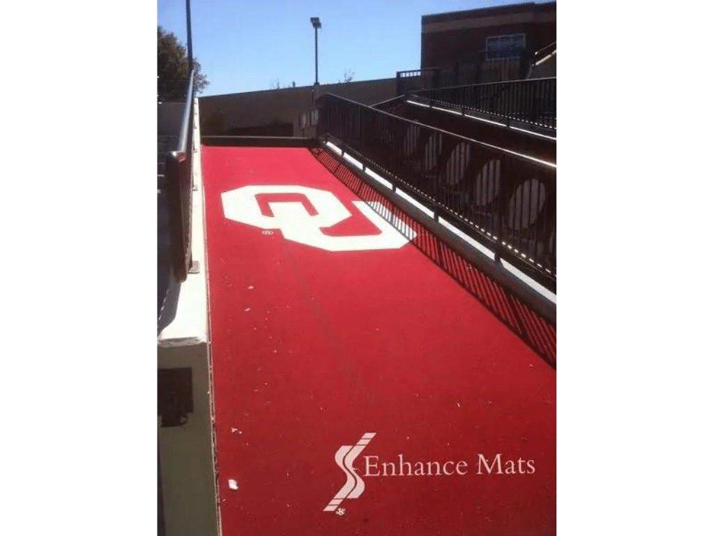Personalized logo mat at The University of Oklahoma outside on ramp