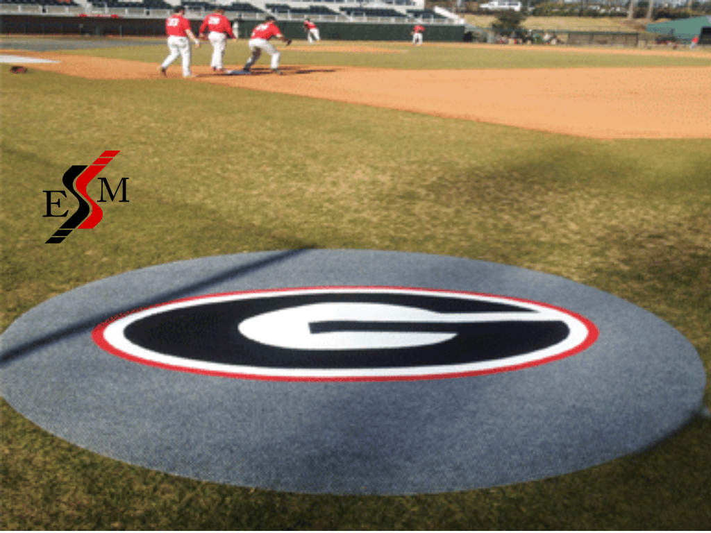 On deck circle in baseball field for The University of Georgia