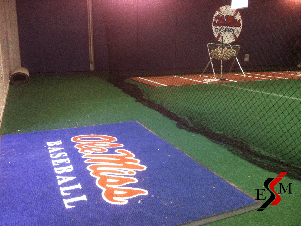 custom logo baseball mat in training area