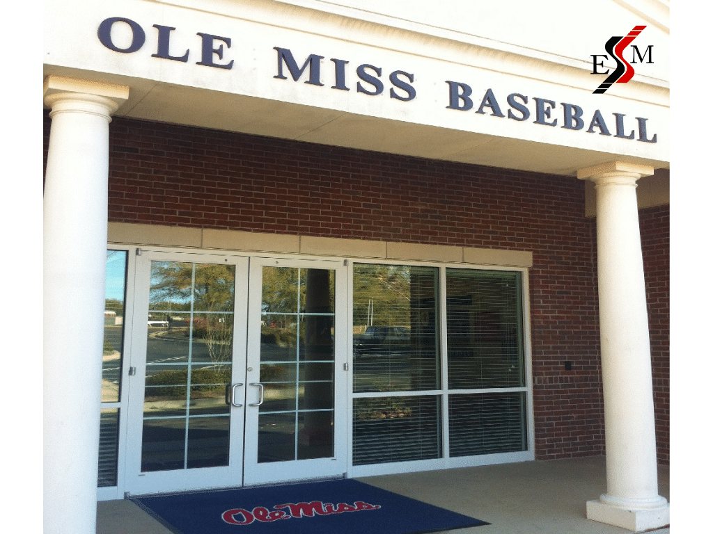 custom logo mat with sports logo for Ole Miss baseball
