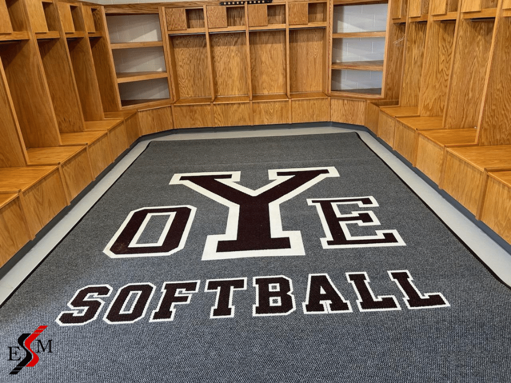 custom logo locker room flooring carpet for softball dressing room