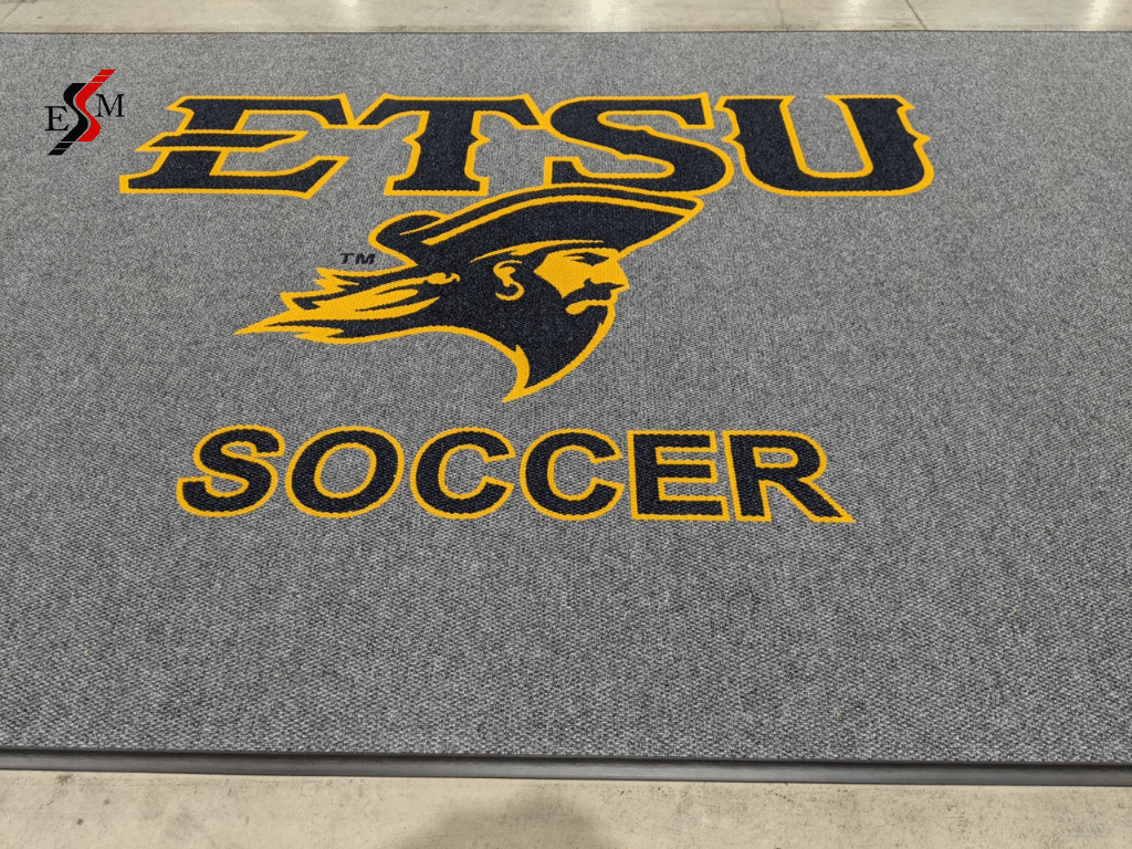 Mats with logo personalized for ETSU soccer