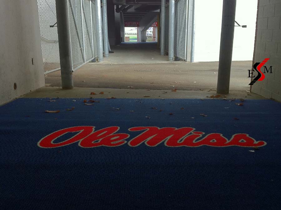 custom logo mats Oversized entry mat for Ole Miss football stadium