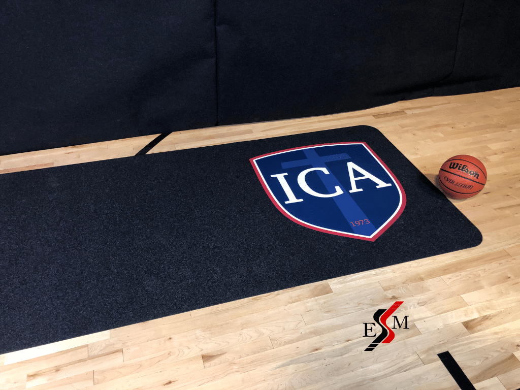 gym floor carpet runners custom logo Indiana Christian Academy