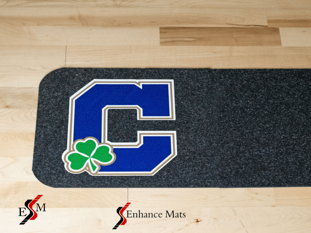 basketball court carpet flooring with custom vibrant logo