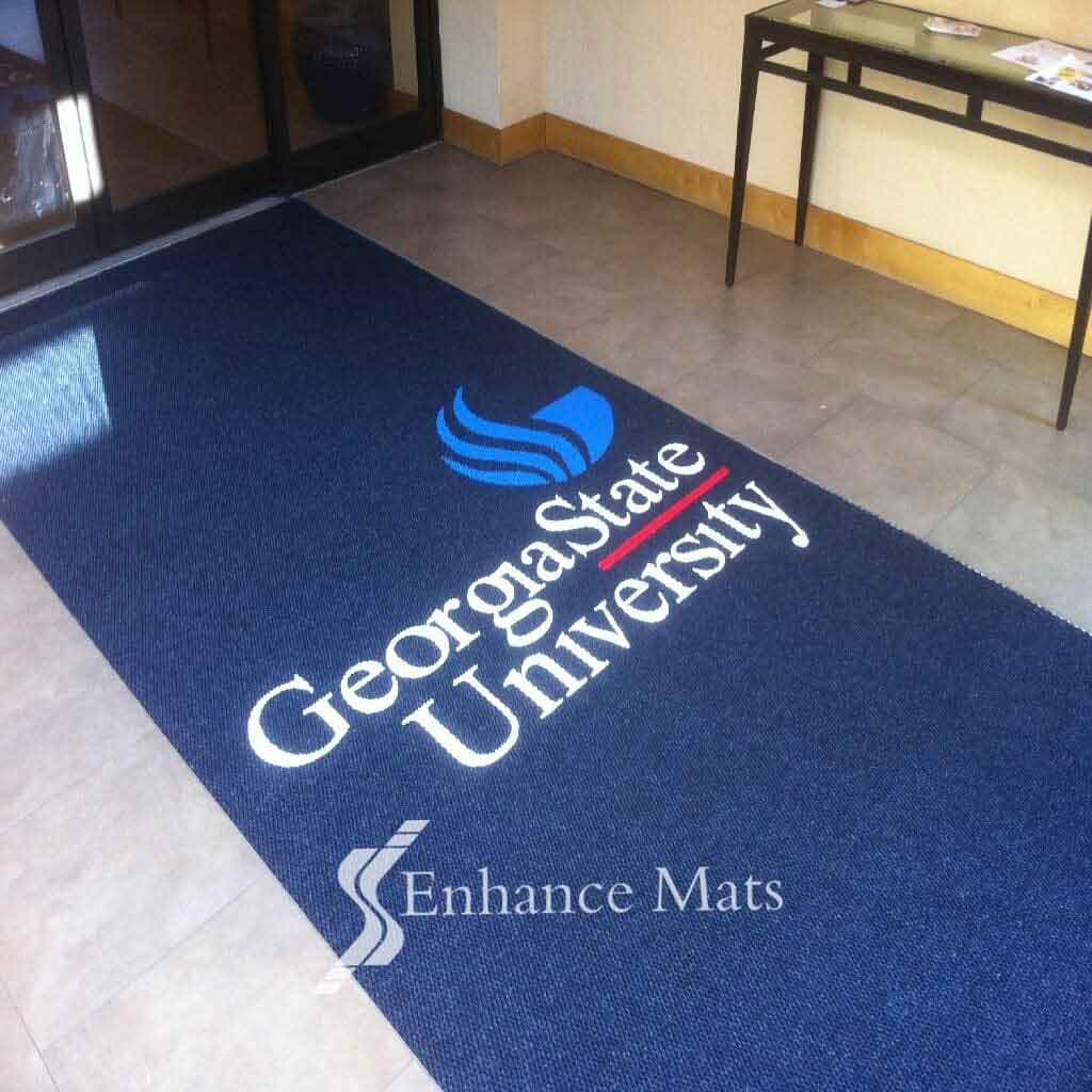 entryway carpet runner at Georgia State University with custom logo for school
