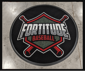 on deck baseball circle with custom logo for Fortitude Baseball