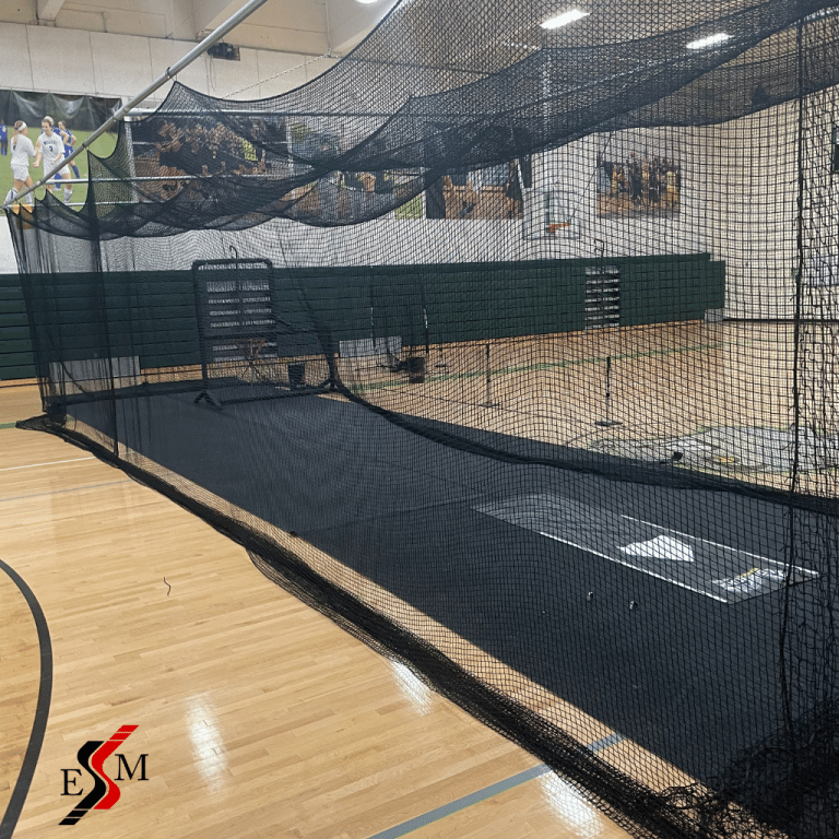 batting cage mats protect gym floor during practice