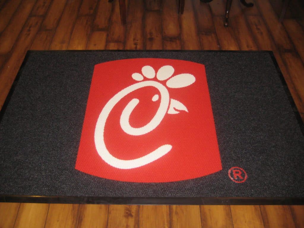 custom logo carpet inside Chick-Fil-A corporate building